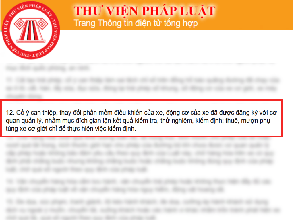 Điều 10, Khoản 12 của Luật Trật tự, An toàn giao thông