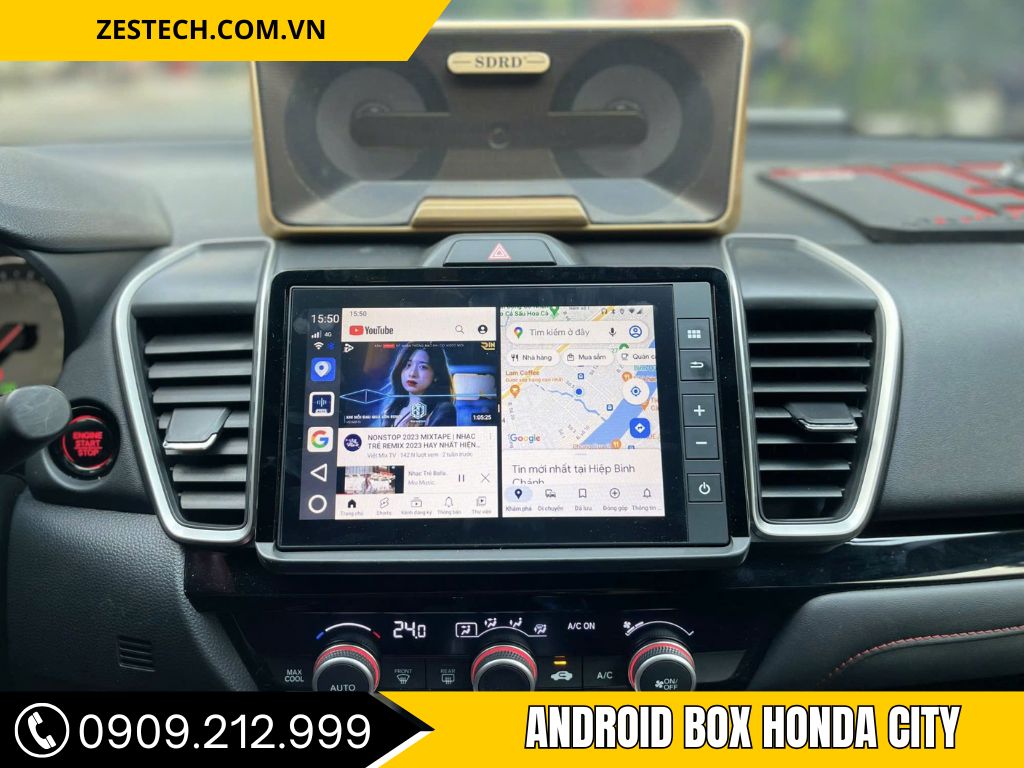 Android box honda city chia đôi ứng dụng