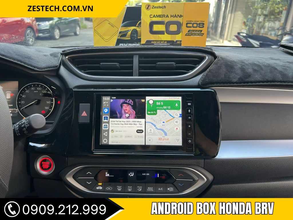 Chia đôi màn hình với android box honda brv