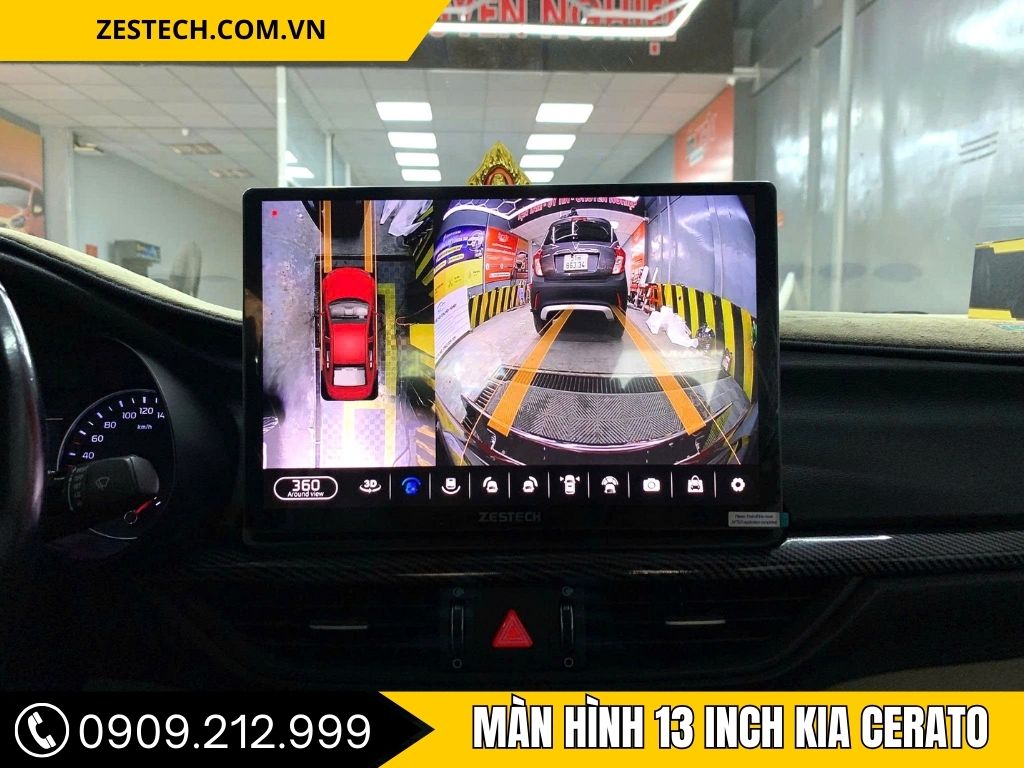 Màn hình 13 inch kia cerato gia diện khi xem cam 360