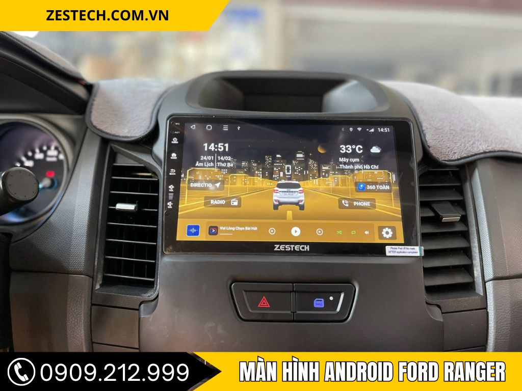 Màn hình android xe ford ranger giao diện hiện đại