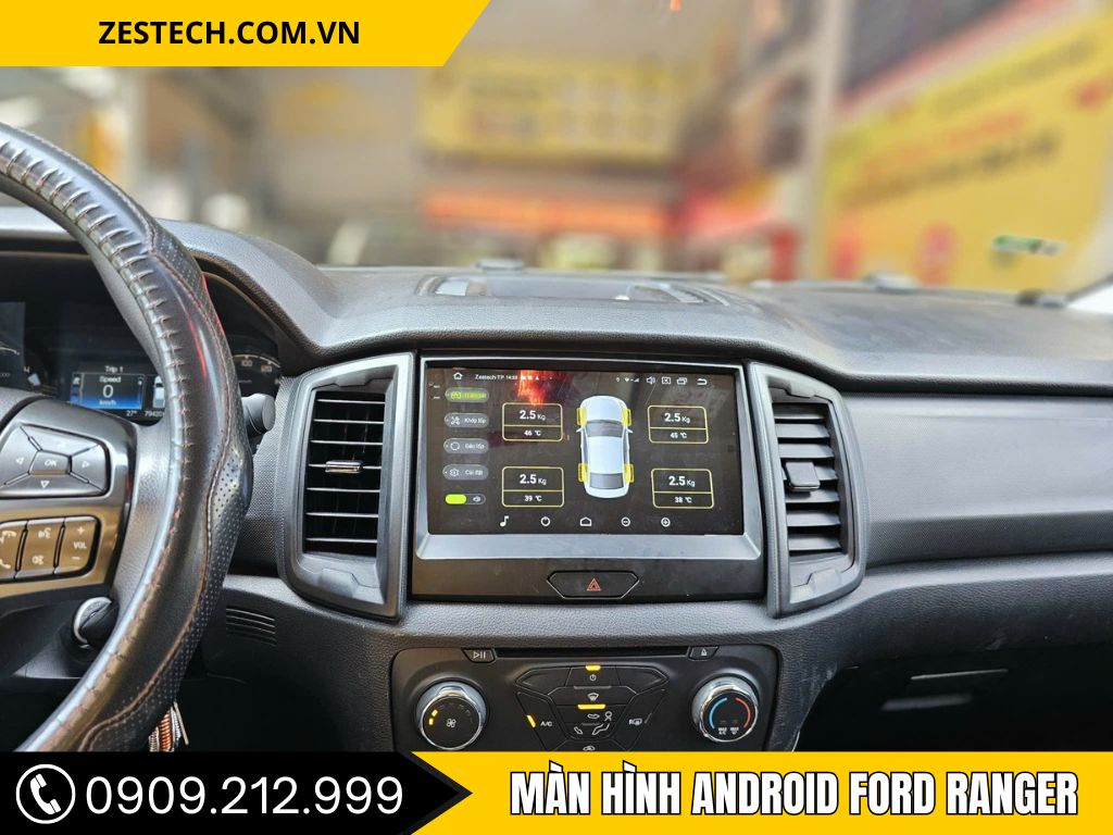 Màn hình android xe ford ranger xem cảm biến áp suất lốp