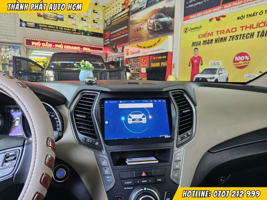 Lắp màn hình android xe SantaFe