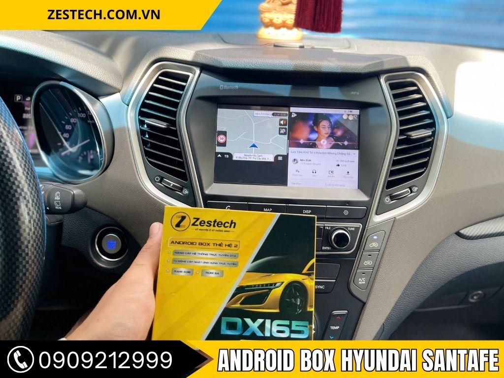 Lắp android box Santafe