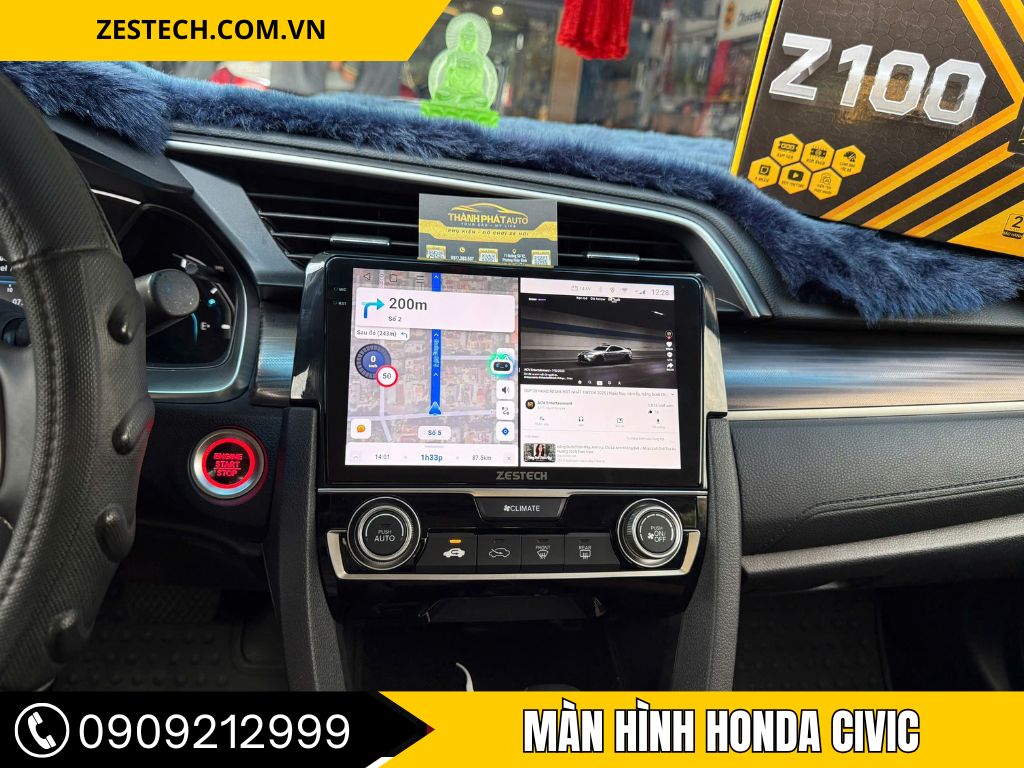 màn hình android zestech Z100 xe honda civic 