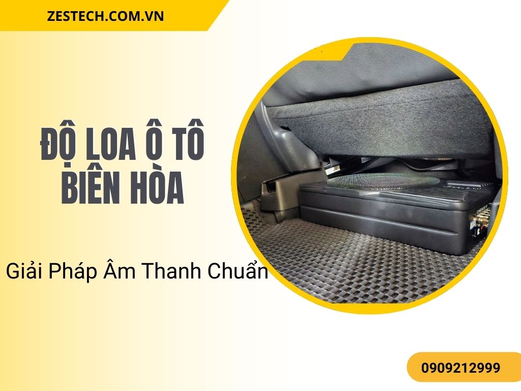 Sub điện đặt dưới ghế được thi công thẩm mỹ trong quy trình độ loa ô tô tại Biên Hòa, giúp âm thanh sống động và rõ nét hơn.
