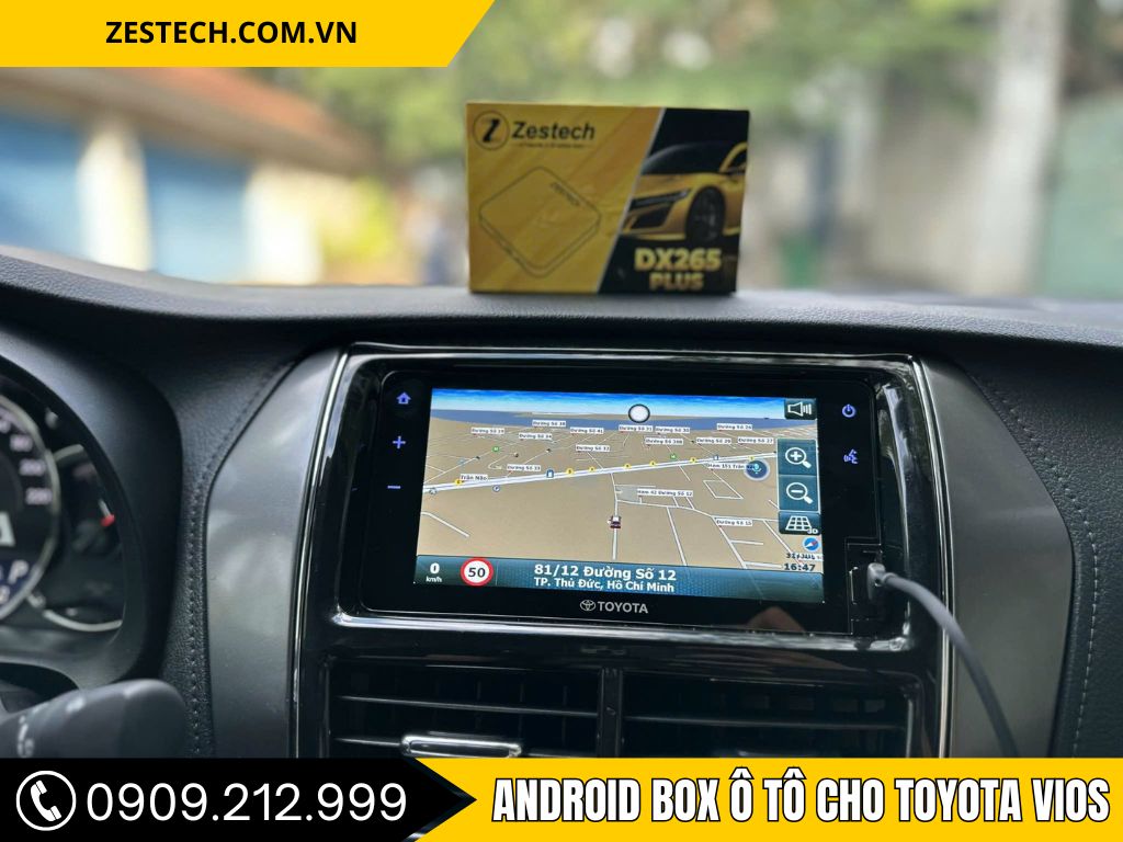 android box xe toyota vios hiển thị bản đồ dẫn đường, được nâng cấp bằng Android Box Ô Tô Tại Biên Hòa từ Thanh Phát Auto."