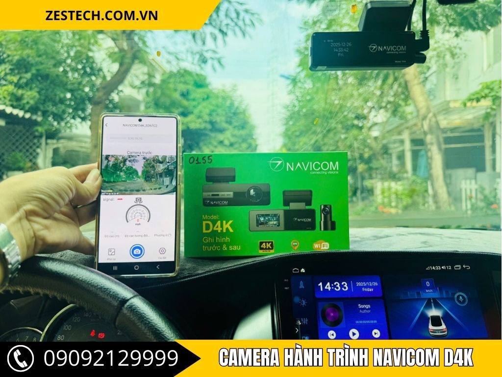 Navicom D4K Cho Toyota Yaris là camera hành trình với chất lượng hình ảnh 4K sắc nét, dễ dàng xem lại.