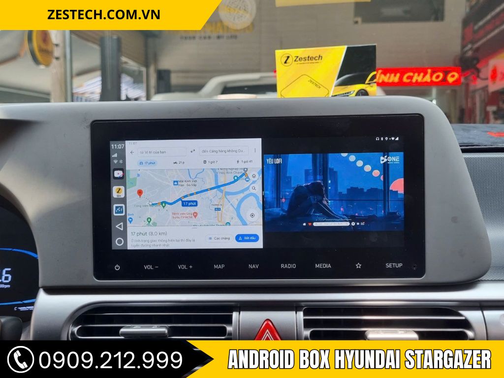 Android box hyundai stargazer - chia đôi màn hình