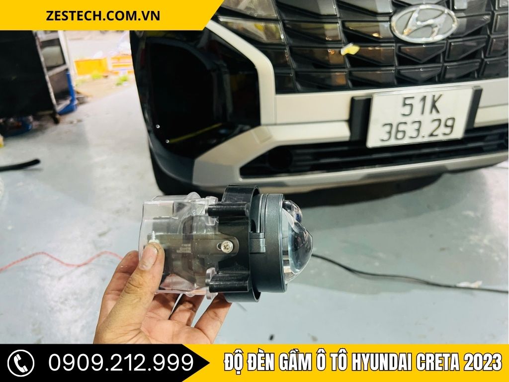 Cận cảnh bộ đèn gầm sau khi độ đèn gầm ô tô Hyundai Creta 2023 tại gara