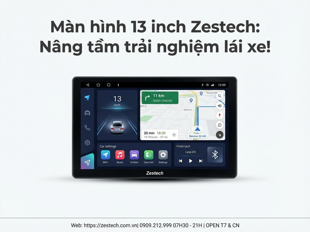 Màn hình 13 inch Zestech: Nâng tầm trải nghiệm lái xe!