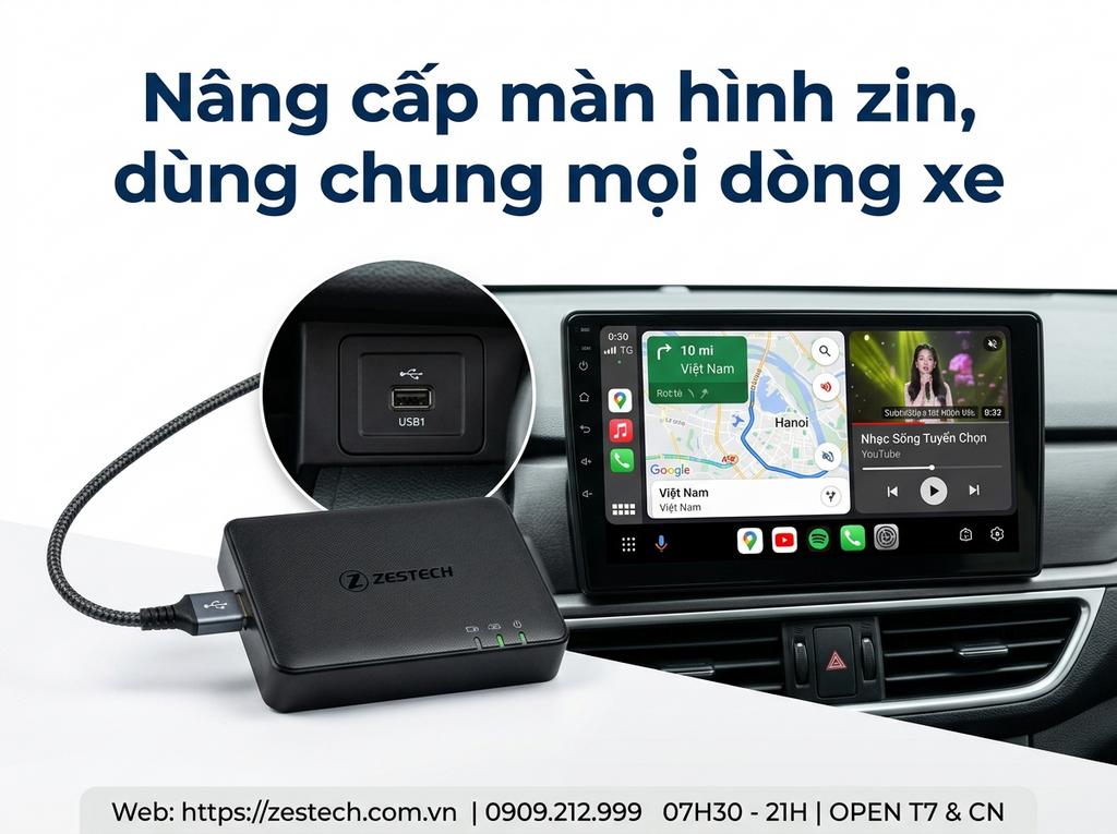 Nâng cấp màn hình zin, dùng chung mọi dòng xe
