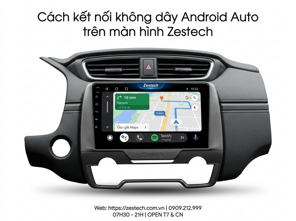 Cách kết nối không dây Android Auto trên màn hình Zestech