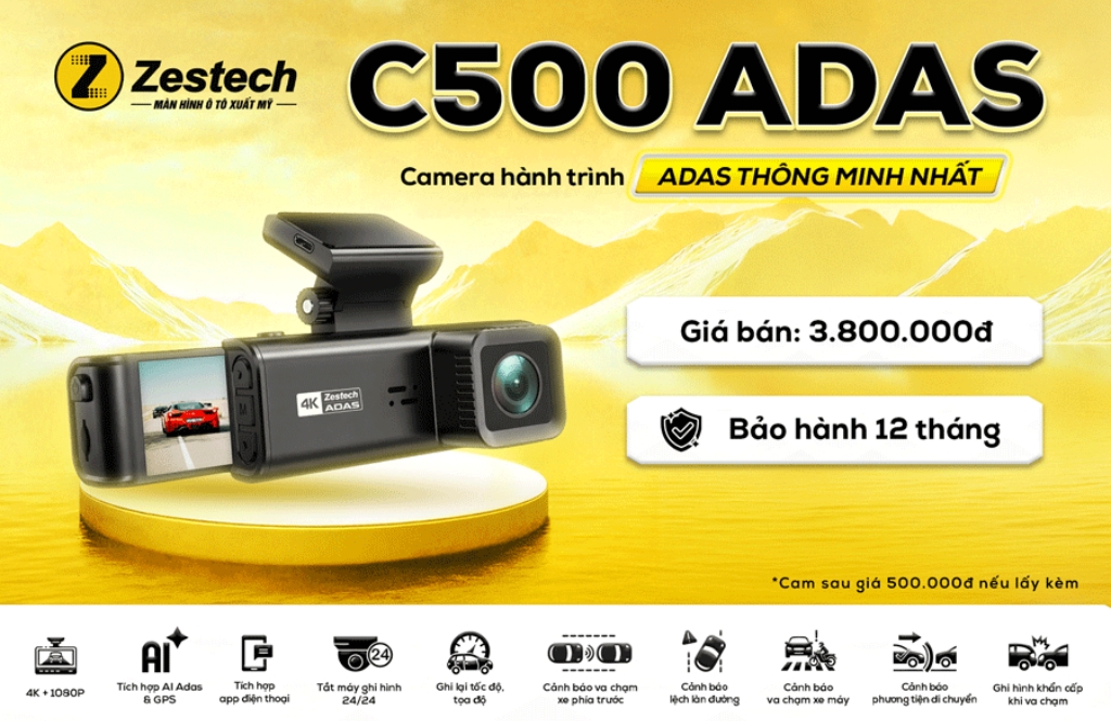 Camera Hành Trình Zestech C500 ADAS 4K Cho Xe Hơi