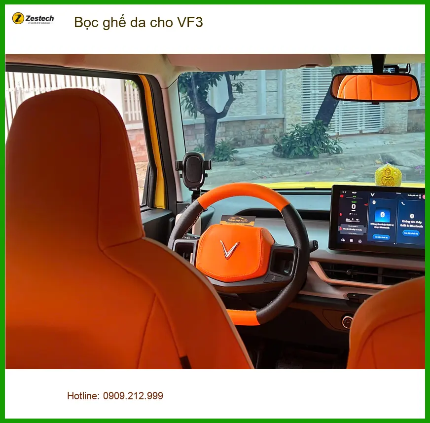 Cô Hà bọc ghế da cho VinFast VF3 tại Quận 9 để nội thất thêm đẳng cấp