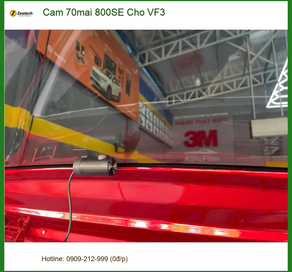 Cô Hoa lắp Cam 70mai 800SE cho VinFast VF3 tại Củ Chi ghi lại bằng chứng