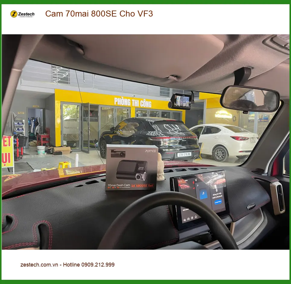 Cô Hoa lắp Cam 70mai 800SE cho VinFast VF3 tại Củ Chi ghi lại bằng chứng ảnh thực tế 2