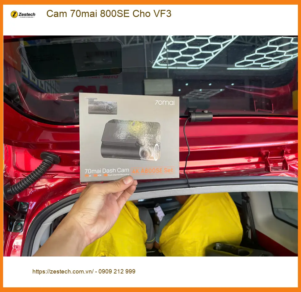 Cô Hoa lắp Cam 70mai 800SE cho VinFast VF3 tại Củ Chi ghi lại bằng chứng ảnh thực tế 3