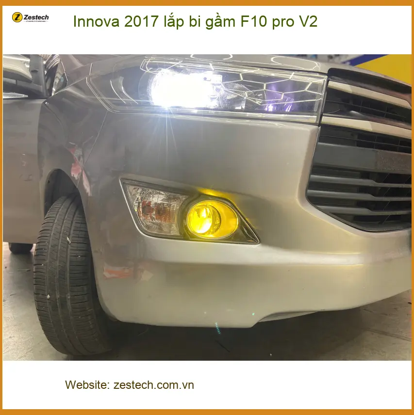 Bác An lắp bi gầm F10 pro V2 cho Innova 2017 tại Củ Chi để tăng sáng an toàn đường đêm ảnh thực tế 3