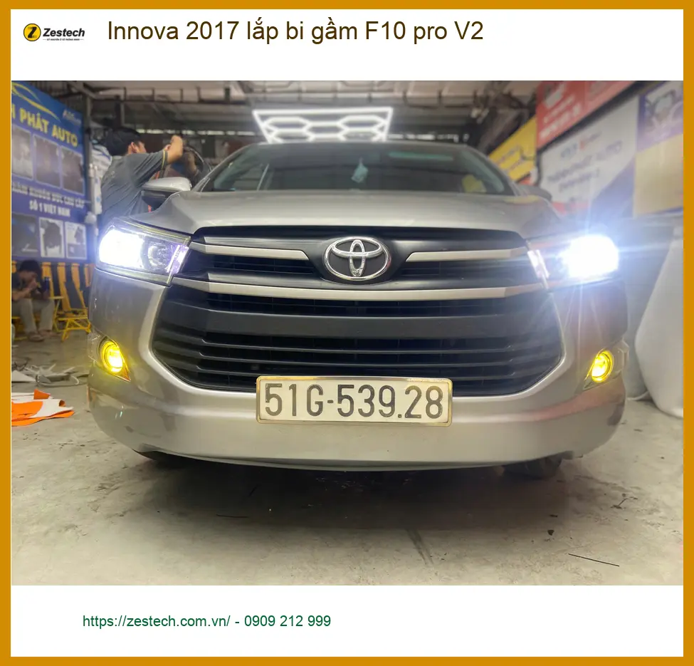 Anh Quang độ bi gầm F10 pro V2 Innova 2017 tại Quận 3 giúp tăng sáng hiệu quả.
