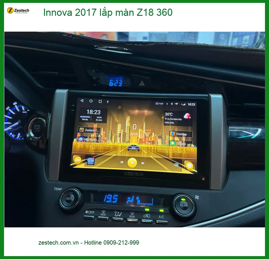 Chú Phi lắp màn Z18 360 cho Innova 2017 tại Quận 12 để dễ dàng đậu đỗ ảnh thực tế 2