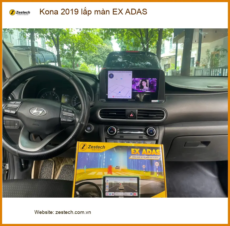Chú Tấn lắp màn EX ADAS cho Kona 2019 tại Quận 12 để lái xe an toàn hơn