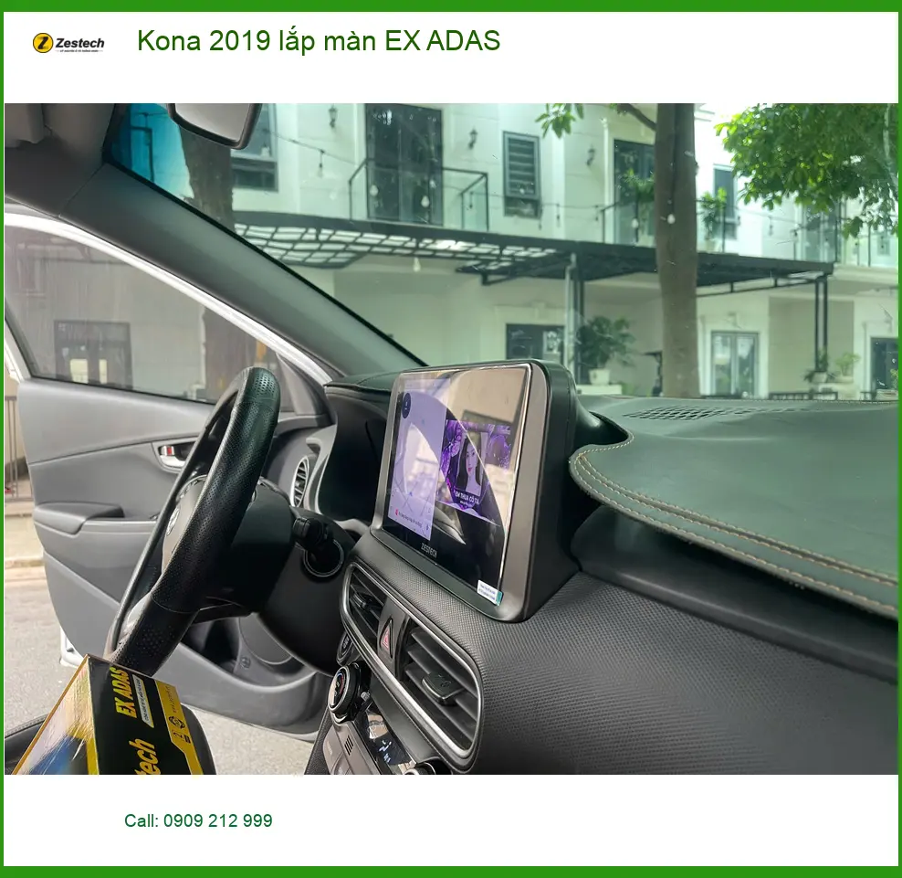 Chú Tấn lắp màn EX ADAS cho Kona 2019 tại Quận 12 để lái xe an toàn hơn ảnh thực tế 2