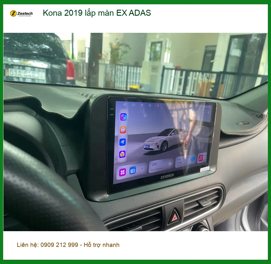 Chú Tấn lắp màn EX ADAS cho Kona 2019 tại Quận 12 để lái xe an toàn hơn ảnh thực tế 3