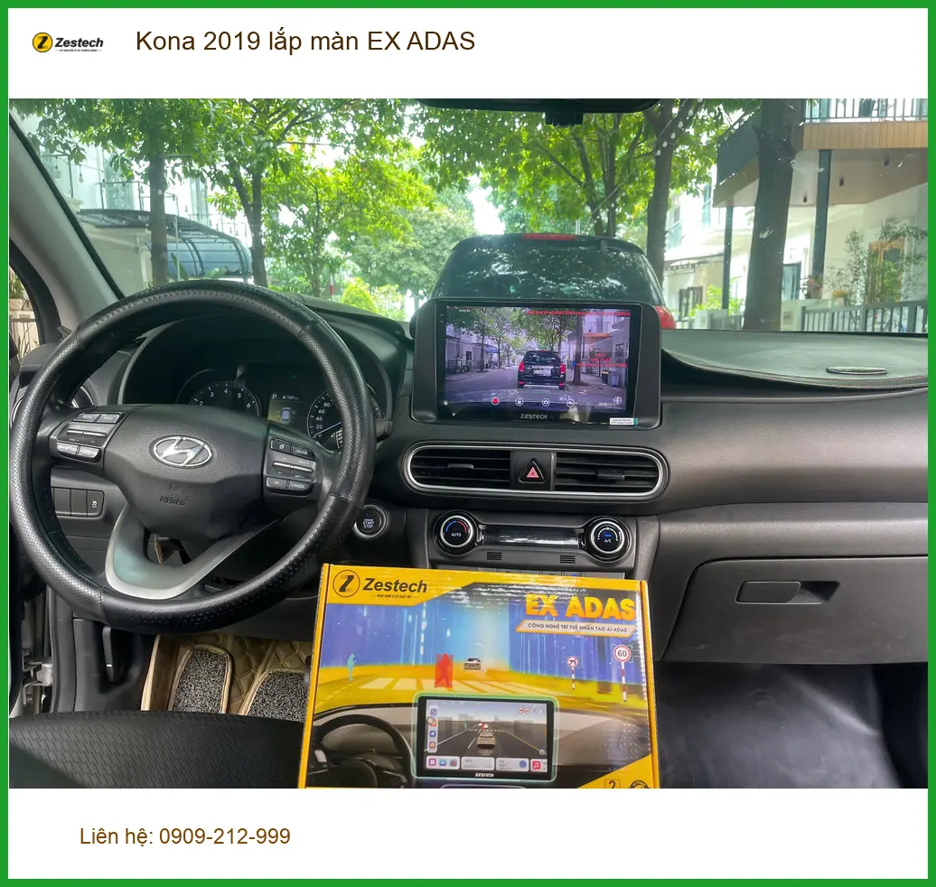 Chú Tấn lắp màn EX ADAS cho Kona 2019 tại Quận 12 để lái xe an toàn hơn ảnh thực tế 4