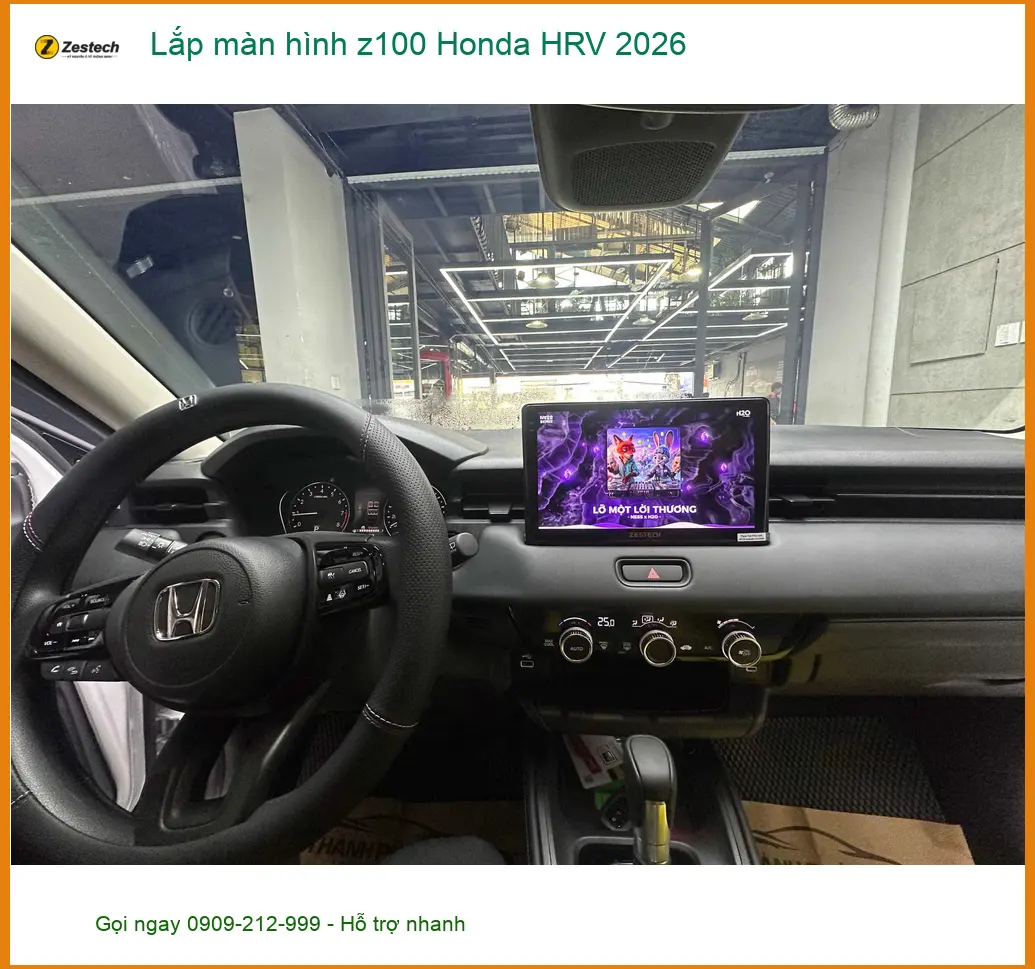 Chị Minh Thư lắp màn hình Z100 cho Honda HRV 2026 tại Quận 9 để nâng cấp tiện ích ảnh thực tế 2