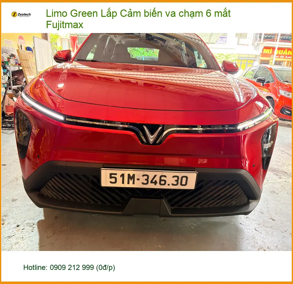 Chị Lan Anh lắp cảm biến va chạm 6 mắt Fujitmax Limo Green tại Thủ Đức an toàn. ảnh thực tế 2