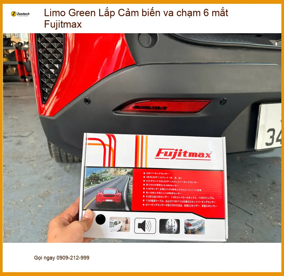 Chị Lan Anh lắp cảm biến va chạm 6 mắt Fujitmax Limo Green tại Thủ Đức an toàn. ảnh thực tế 3