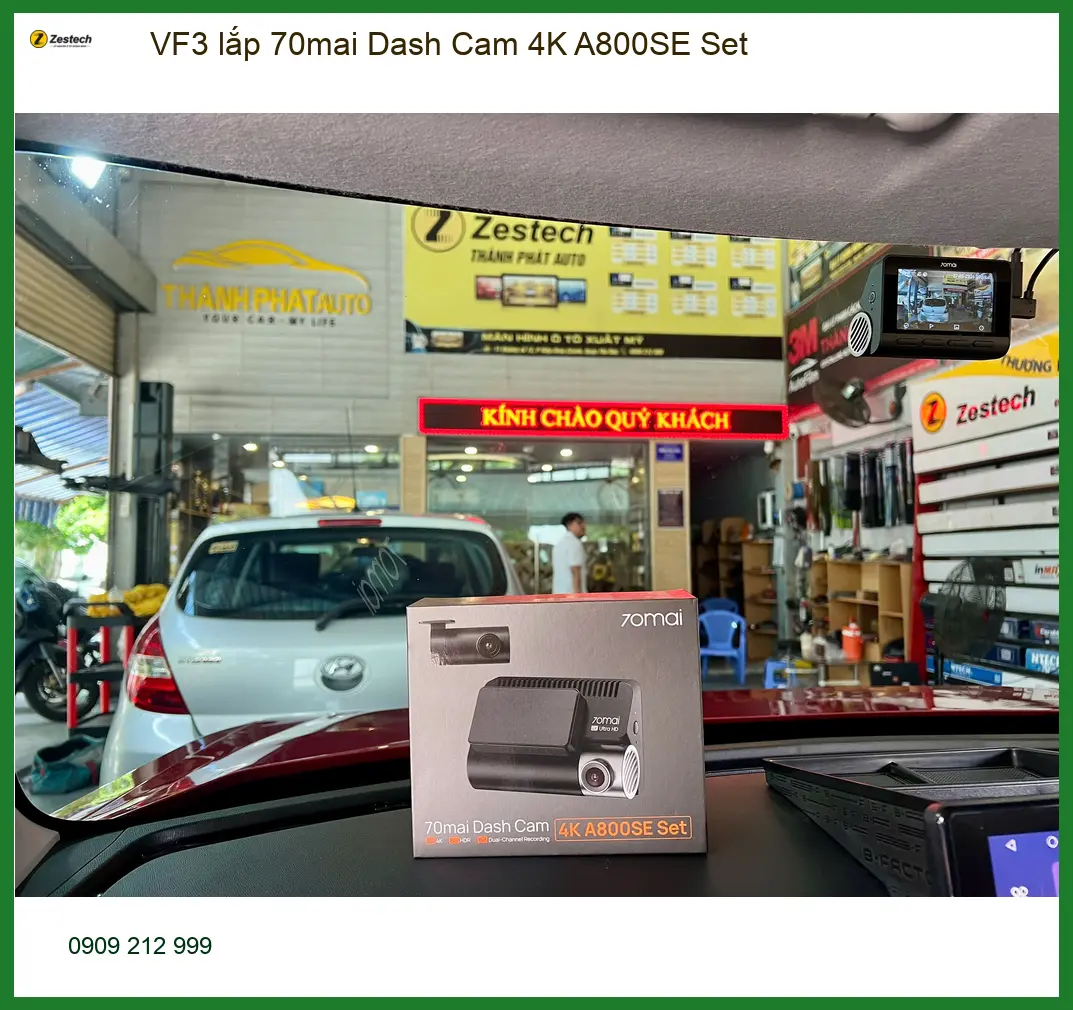 Anh Bách lắp 70mai Dash Cam 4K A800SE Set cho VinFast VF3 tại Thủ Đức