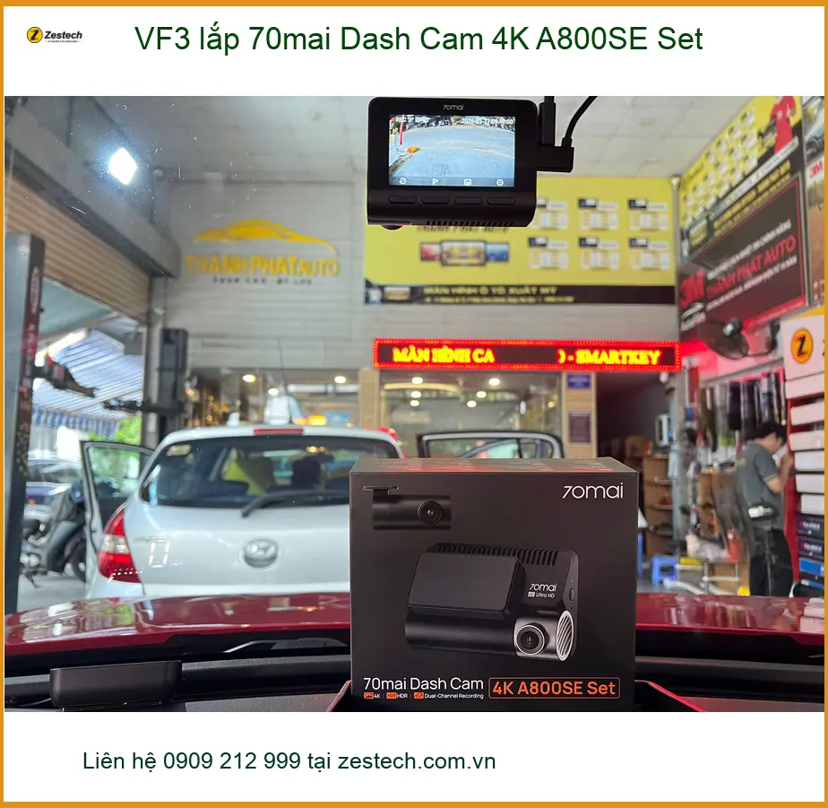 Anh Bách lắp 70mai Dash Cam 4K A800SE Set cho VinFast VF3 tại Thủ Đức ảnh thực tế 2