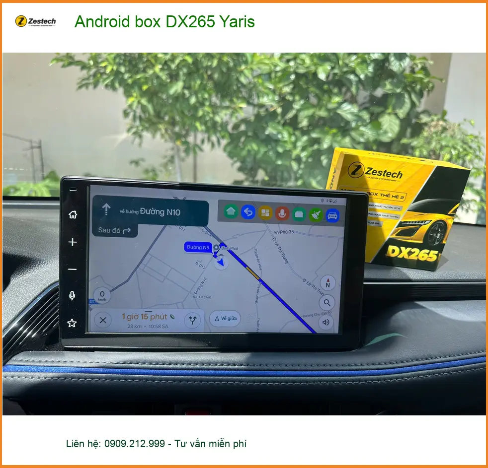 Chị Hằng lắp Android box DX265 cho Yaris ở Quận 4 để con nhỏ xem hoạt hình trên xe
