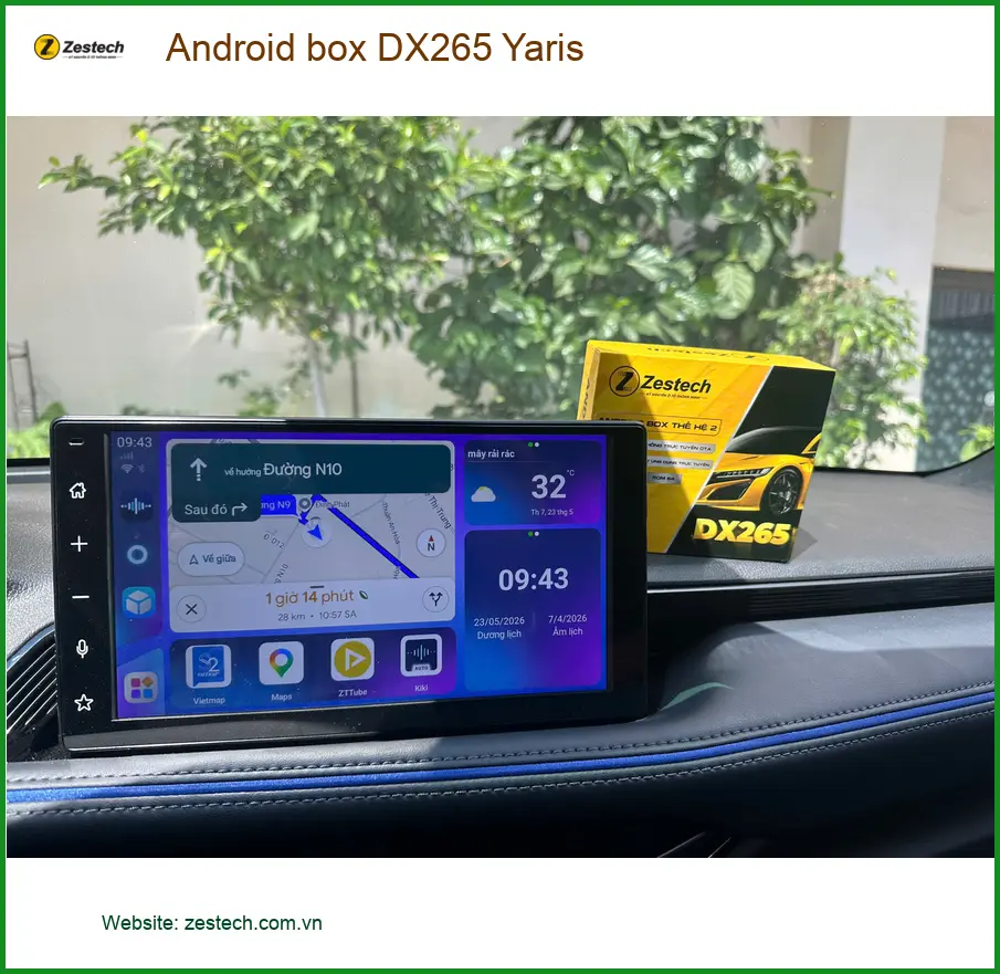 Chị Hằng lắp Android box DX265 cho Yaris ở Quận 4 để con nhỏ xem hoạt hình trên xe ảnh thực tế 4