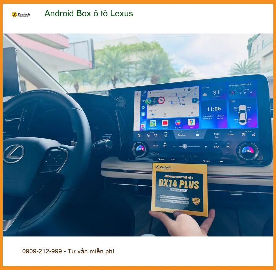 Anh Duy lắp Android Box ô tô Lexus Quận 9 để giải trí khi chờ con ảnh thực tế 2