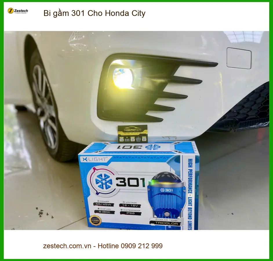 Anh Cường lắp bi gầm 301 cho Honda City tại Quận 2 để tăng cường ánh sáng ban đêm