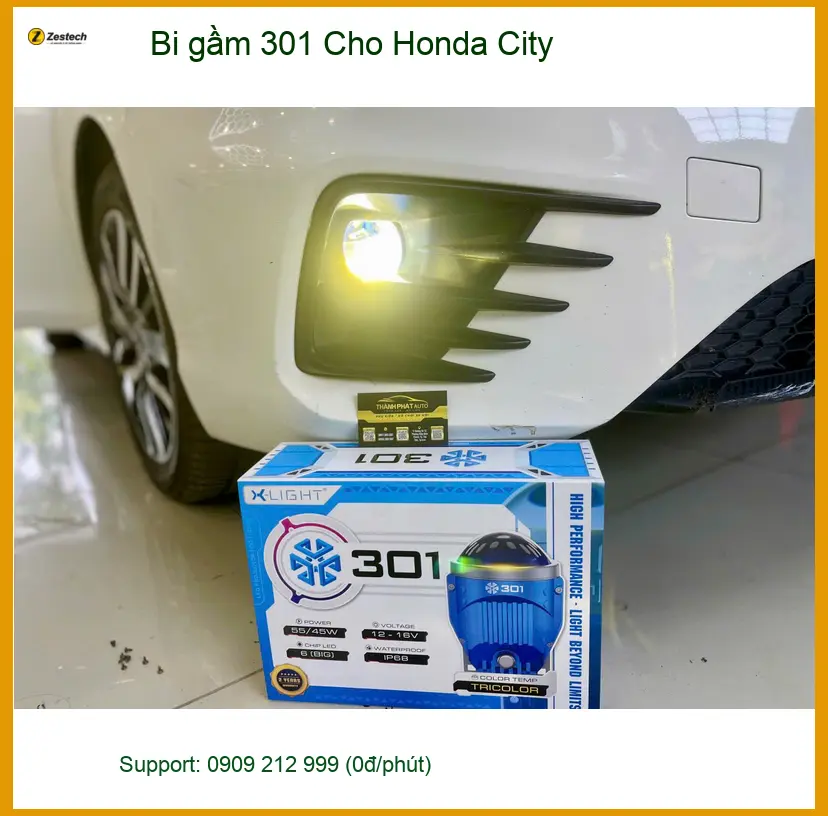 Anh Huy độ bi gầm 301 cho Honda City tại Quận 6 để cải thiện tầm nhìn ban đêm ảnh thực tế 2
