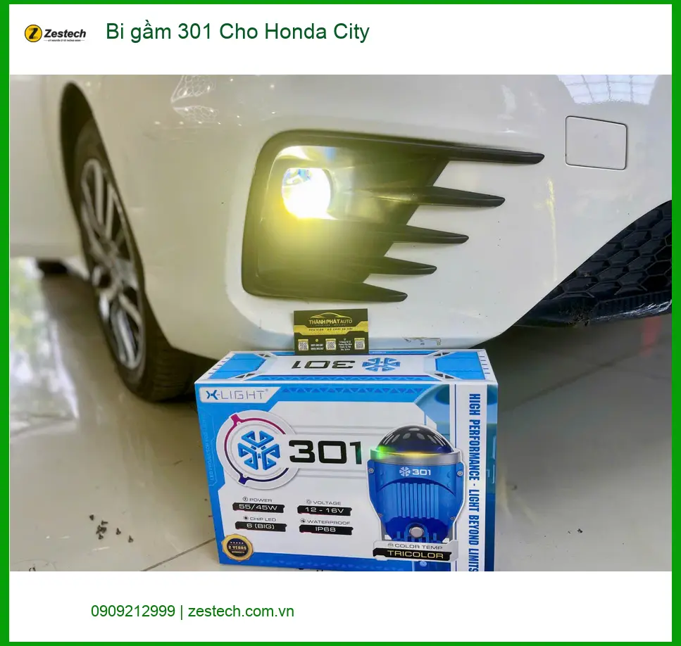 Bác Cường lắp bi gầm 301 cho Honda City để cải thiện sáng tại Bình Chánh ảnh thực tế 2