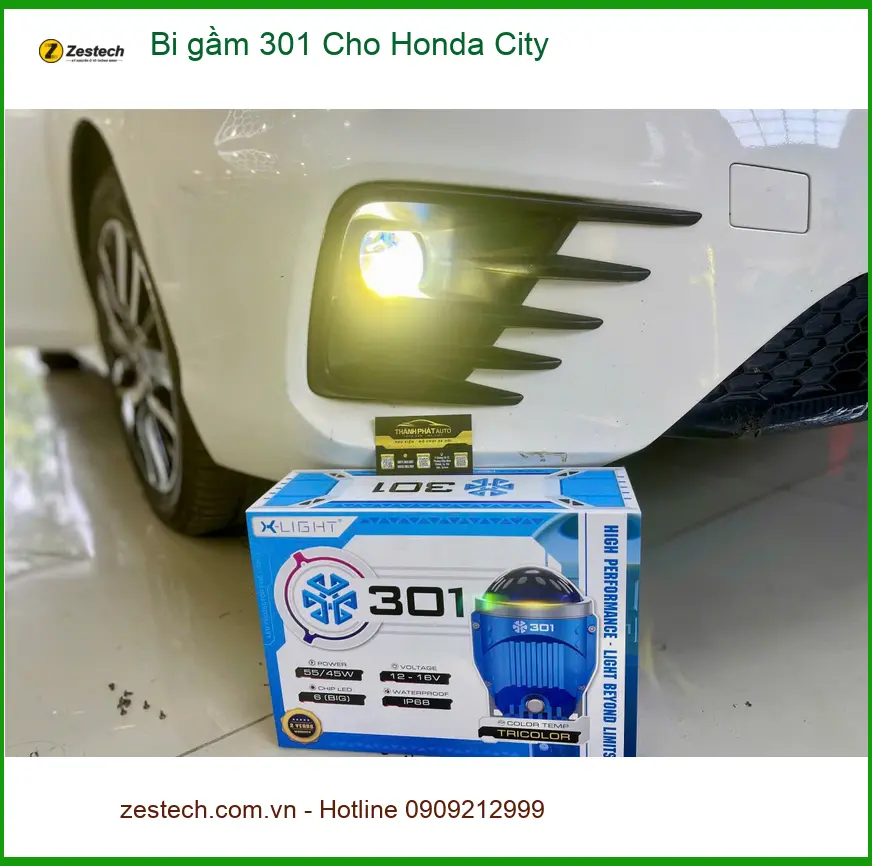 Anh Tùng độ bi gầm 301 cho Honda City tại Thủ Đức để nhìn rõ hơn khi trời mưa lớn