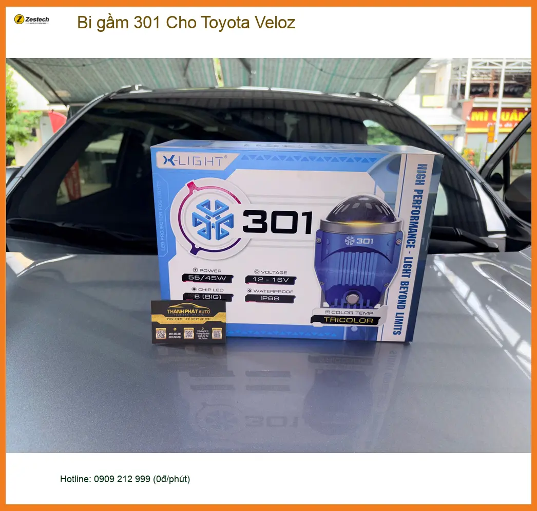 Anh Trung lắp bi gầm 301 cho Toyota Veloz ở Quận Tân Bình vì đèn zin yếu.