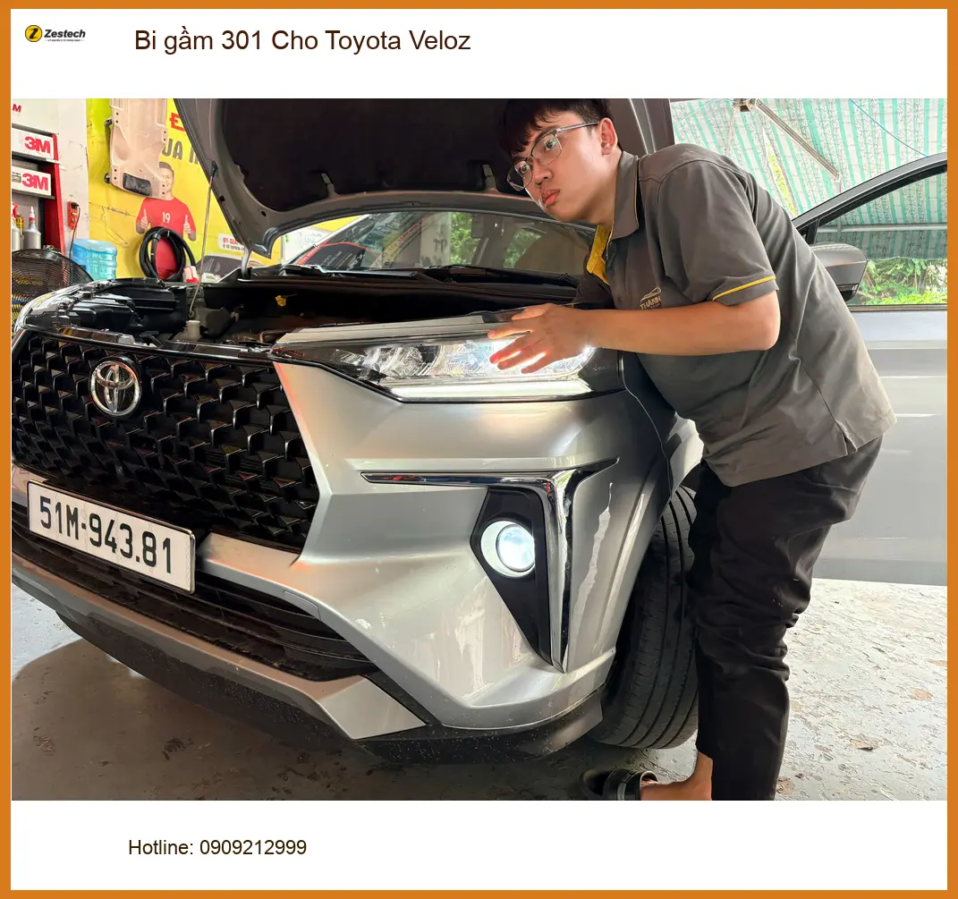 Anh Trung lắp bi gầm 301 cho Toyota Veloz ở Quận Tân Bình vì đèn zin yếu. ảnh thực tế 2