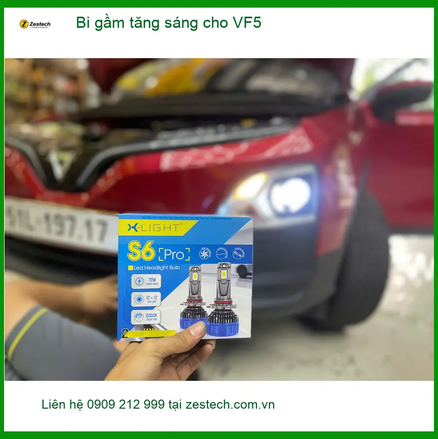 Chú Minh lắp bi gầm tăng sáng cho VinFast VF5 tại Quận 1 vì đèn xe không đủ chiếu xa ảnh thực tế 2