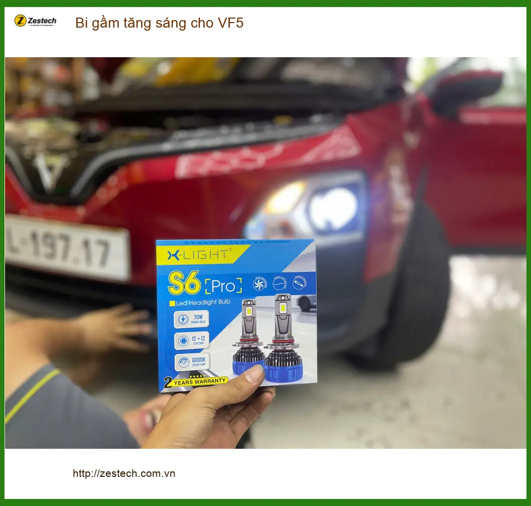 Chị Lan Anh lắp bi gầm tăng sáng cho VF5 tại Hóc Môn, cần ánh sáng tốt hơn ảnh thực tế 2