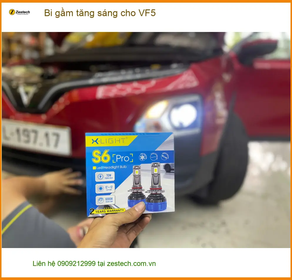 Anh Đạt độ bi gầm tăng sáng cho VinFast VF5 tại Quận 2 để đi đêm an toàn hơn ảnh thực tế 2