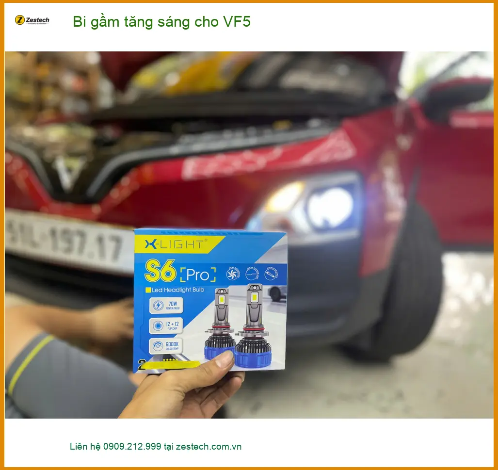 Anh Đạt độ bi gầm tăng sáng cho VinFast VF5 tại Quận 2 để đi đêm an toàn hơn ảnh thực tế 3