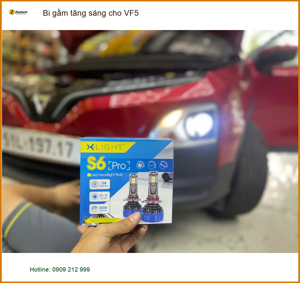 Chị Trâm độ bi gầm tăng sáng cho VinFast VF5 tại Quận 5 vì đèn zin yếu ảnh thực tế 2