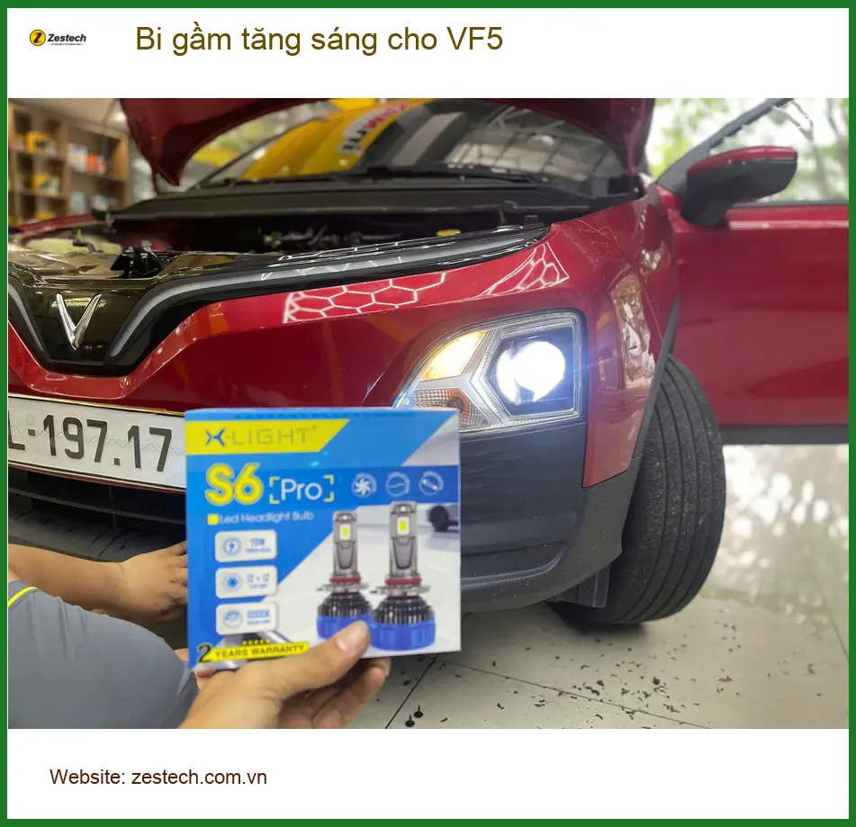 Chị Trâm độ bi gầm tăng sáng cho VinFast VF5 tại Quận 5 vì đèn zin yếu ảnh thực tế 3