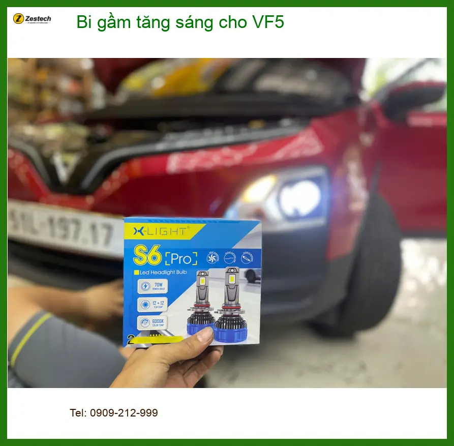 Chị Hà độ bi gầm tăng sáng cho VinFast VF5 tại Quận 10 vì đèn zin quá kém